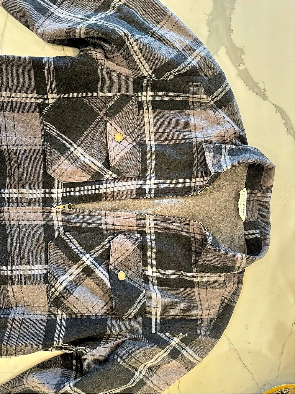 Field & Stream Plaid Shirt Jacket in Gray & Black Size Large